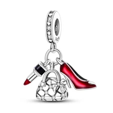 MULA European Silver Plated Charm AAA CZ Enamel High Heels For Women Bracelet