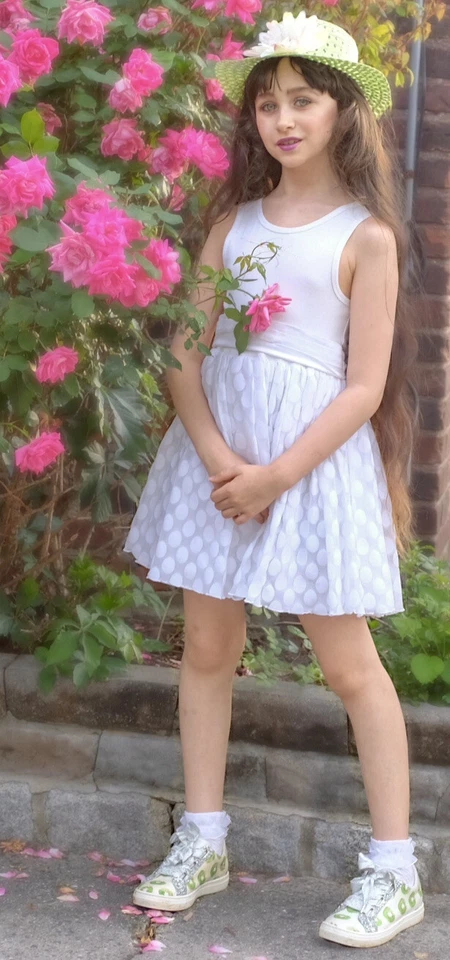 Jottum-size 9-Polka Dot-White-Dress-party-wedding-Special Occasion-Tulle-fancy - Image 2 of 4