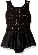 Jacques Moret Girls' Little Classic Tank Skirted Leotard, Black with Full Sil...