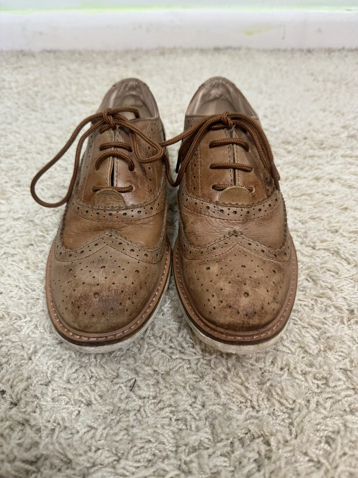 Kenneth Cole Techni Cole мальчиков шнурует вверх желтовато-коричневый Оксфорд Wingtip туфли размер 1 - Изображение 4 из 4