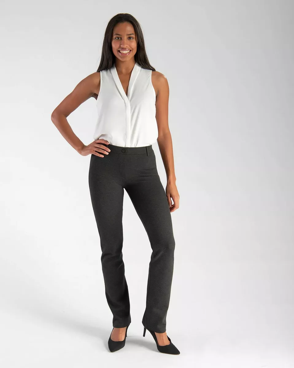 Betabrand Gray Ponte Dress Pant Yoga Pants in Straight Leg Size Medium