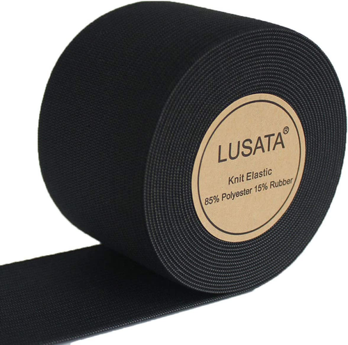 Cotowin Elastico Largo Maglia Grossa 5 Cm – Nero, 5 Iarde (4.6m) Per Cucito E Fai Da Te