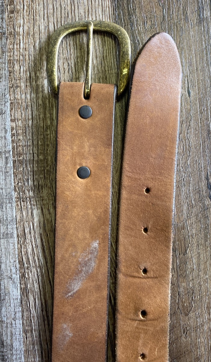 Justin Belt 36 Brown Leather Cowhide Western Cowboy Boho Silver Stone Stunning Vintage JUSTIN USA Tan Leather Belt 26 USA Unisex  main image 3