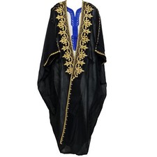 Women's 3 Quarter Sleeve Arabian Bisht Black Cloak Arab Dress Thobe Islam Rob
