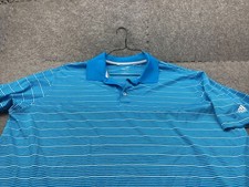 Adidas Golf Polo Shirt Mens 2XL Blue Stripes Climalite Short Sleeve