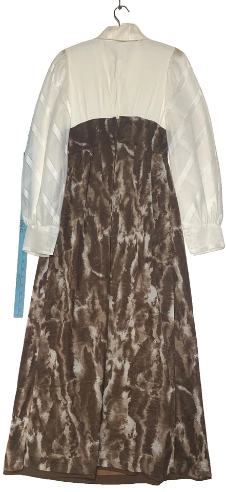 Vestido para mujer vintage años 60 marrón jaspeado cintura imperio abotonado bibliotecario mod Foto 2 de 4