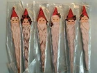 6  Long Wood Santa Tree Ornaments