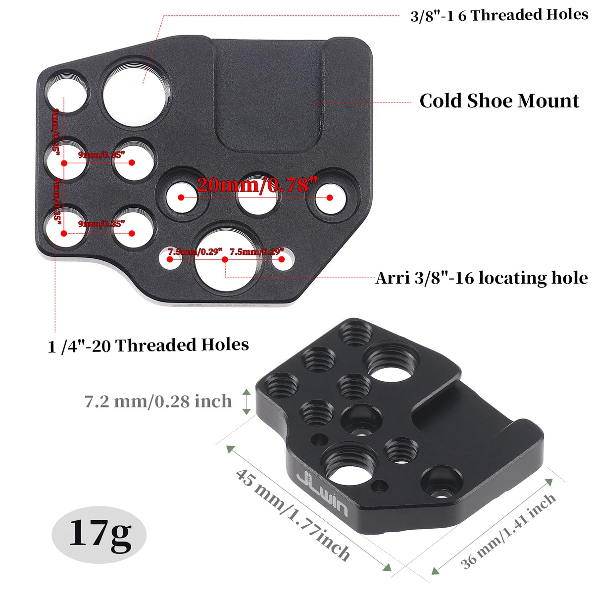 Extension Mount Plate with Cold Shoe for DJI Ronin S/SC/RS2/RSC2/RS3 PRO Gimbal