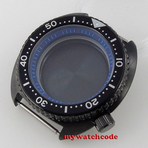 45mm black PVD sapphire glass automatic Watch Case fit Japan NH35 NH36