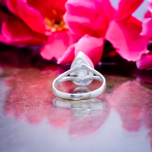 Elegante Aqua Calcedonia Corte Piedra 925 Plata de Ley Handmade Anillo All Talla - Imagen 3 de 3