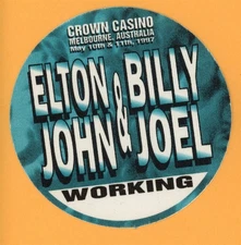 Elton John & Billy Joel Vintage Satin Backstage Pass - 1992 Tour WORKING