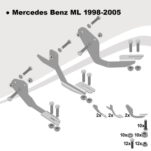 Running boards suitable for Mercedes ML W163 from 02/1998-06/2005 Maja silver ABE - Picture 11 of 11