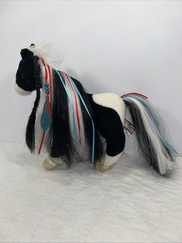 Douglas Toys Warrior Princess Black White 12" Standing Horse Plush Painted Pony