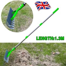 Thatch Rake Stainless Steel Curved Tip Teeth Lawn Rake for Leaves Garden f