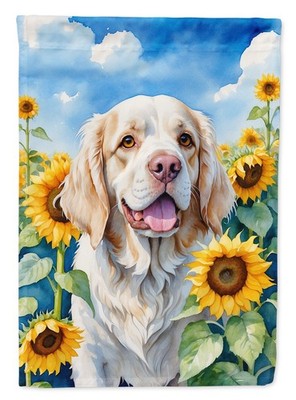 Caroline's Treasures Clumber Spaniel in Sunflowers Garden Flag DAC6056GF