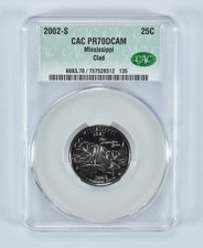2002-S State Quarter Mississippi Clad PR70 DCAM CAC CACg *0055