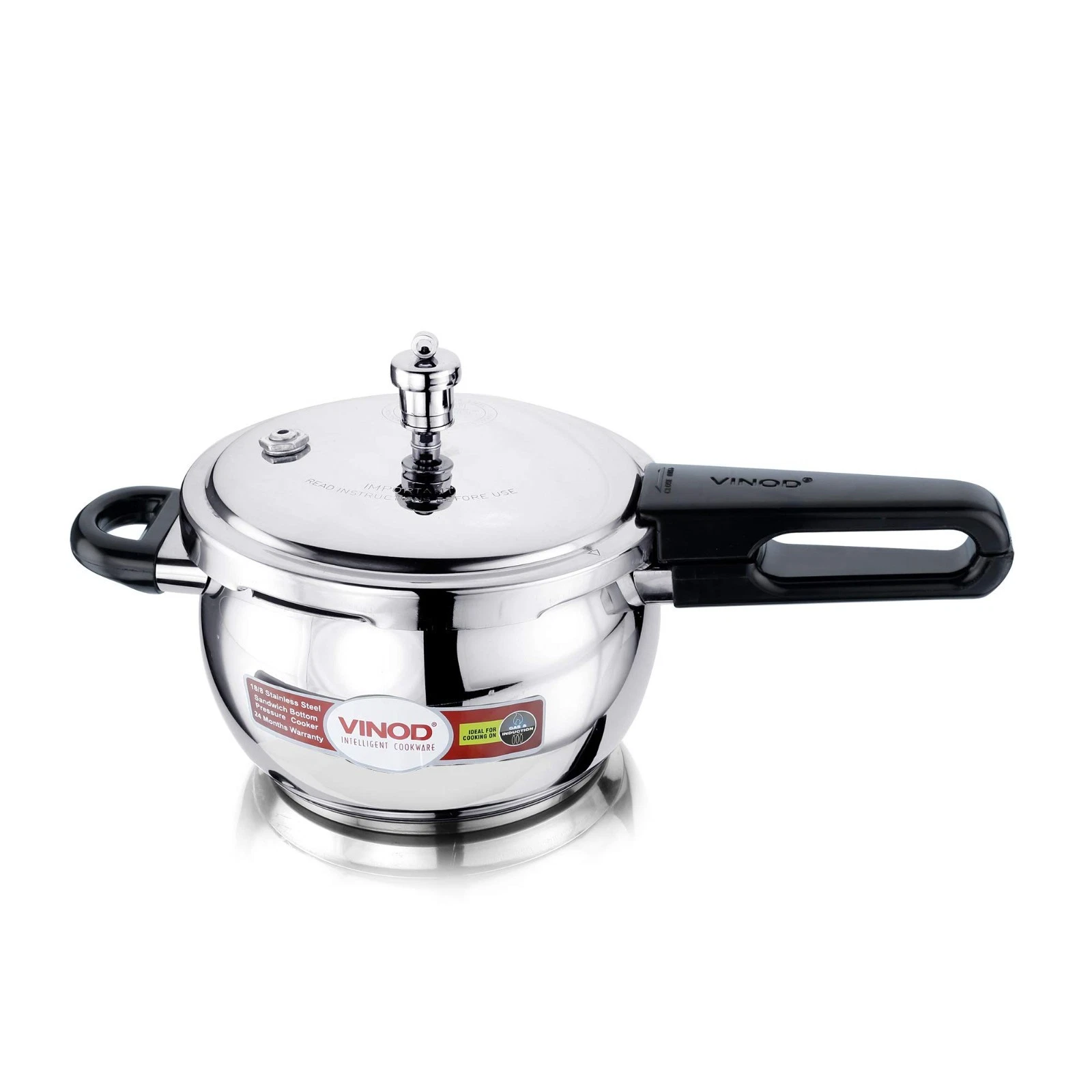 Vinod Pressure Cooker Stainless Steel – Glass Lid Handi Pot - 3.5 Liter