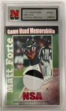 Matt Forte Chicago Bears Jersey Patch 2010 National Sports Authenticators 1 of 1