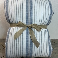 POTTERY BARN TEEN SUNWASHED STRIPE QUILT, FULL/QUEEN  BLUE/GRAY
