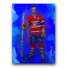 Bernie Geoffrion Art Card Limited 10/50 Edward Vela Signed (Montreal Canadiens)