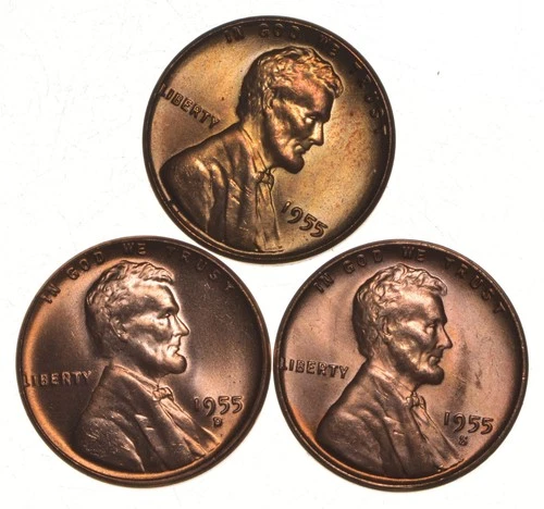 Choice Unc 1955 P D S Lincoln Wheat Cent Gem BU Collection Lot Set *0048
