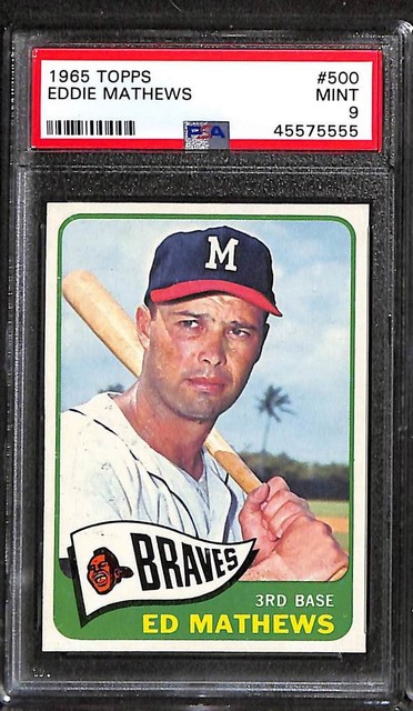 1965 Topps #500 Eddie Mathews Braves HOF PSA 9 Mint 45575555