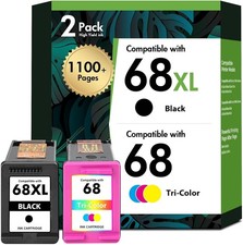 68 68XL Ink Cartridges Black/Color Combo Pack for HP68XL 6155e 6555e Printers...