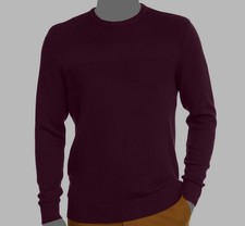  198 Club Room Men's Red Cotton Solid Textured Crew Neck Pullover Sweater Size S
