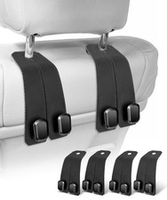 4pcs Car Headrest Hooks Luxurious Leather Metal Bag Hangers Seat Back Storag 4pcs Car Headrest Hooks Luxurious Leather Metal Bag Hangers Seat Back Storag