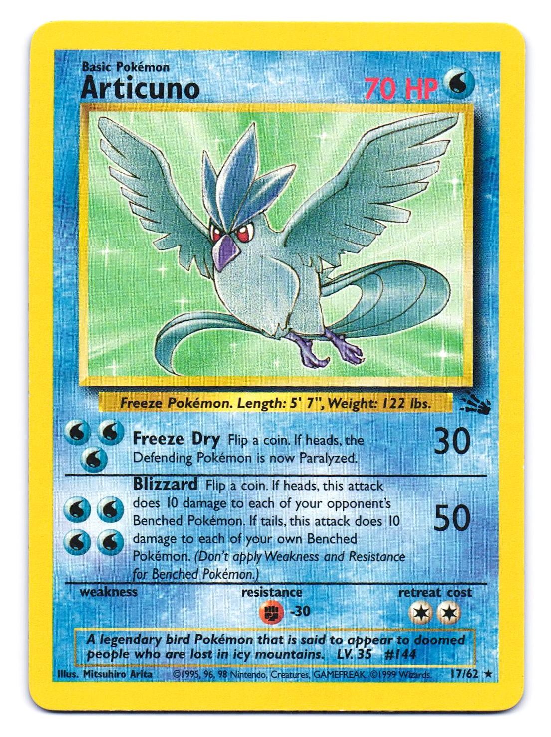 Articuno 17/62 Rare Fossil Pokemon Unlimited MP