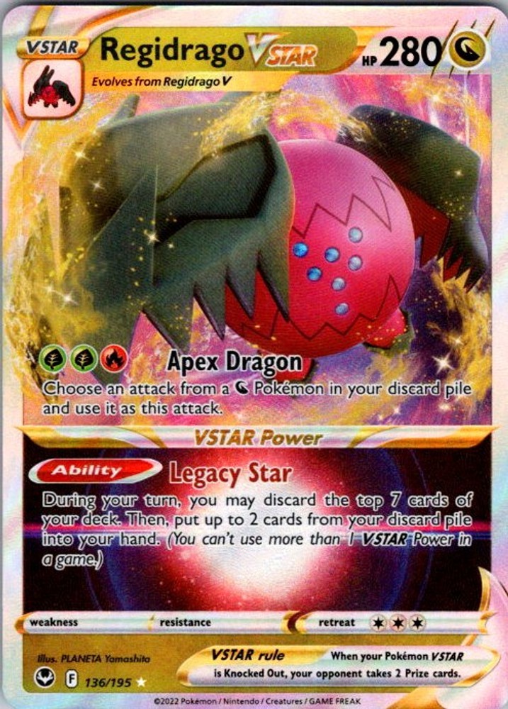 Pokemon SWSH12: Silver Tempest Regidrago VSTAR 136/195 NM Holofoil