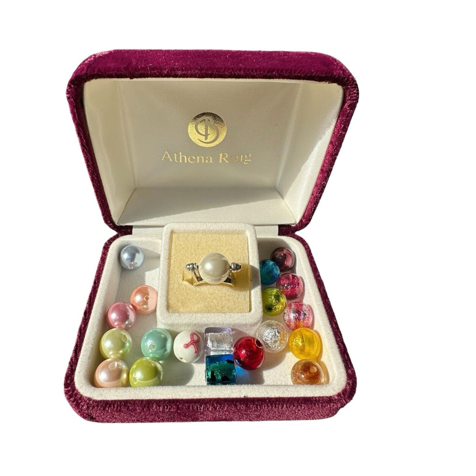 New Sterling Interchangeable Bead Ring With 20-12mm Venetian Glass Beads Sz. 5