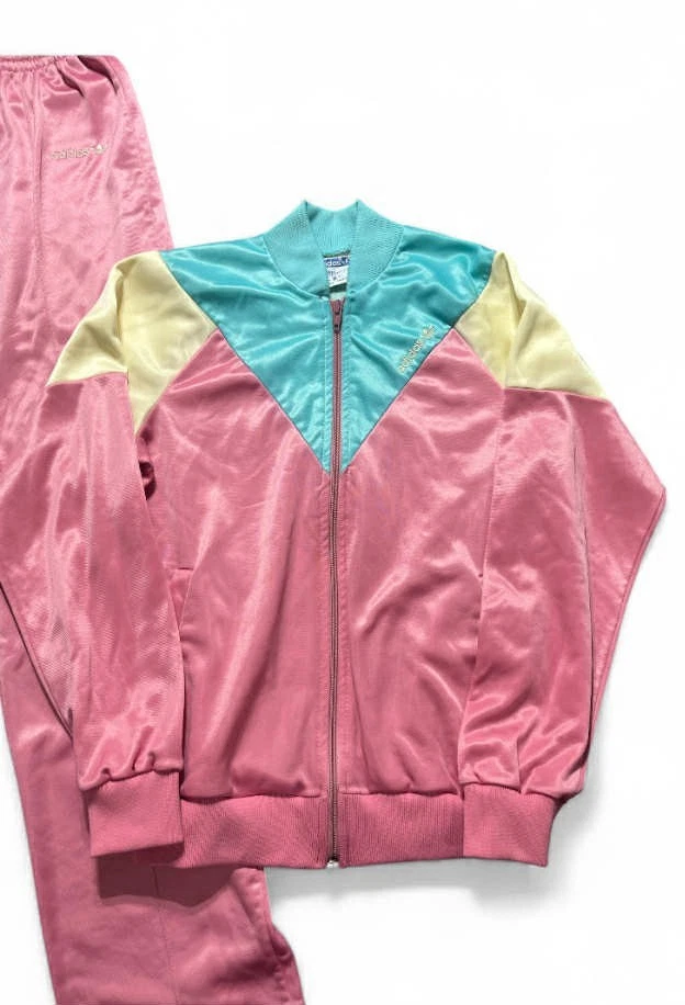 Rare Vintage 70's-80's Adidas Womens Pastel Pink Teal Tracksuit Set Small - Image 2 of 4