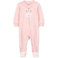 Carters Just One You Pink Bunny Polka Dot 2-Way Zipper Footed Sleeper NB NEW