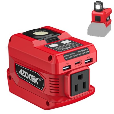 220W Azocek Power Inverter Compatible with Milwaukee 18V Battery, 1-PACK, Red 