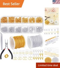 Expanded Jewelry Making Set: 65 Feet Gold/Silver Chains, Tools  960 Jump Rings