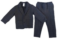 H M Toddler Boys 2pc Suit Set Blazer Pants 4T Grey Houndstooth Plaid EUC
