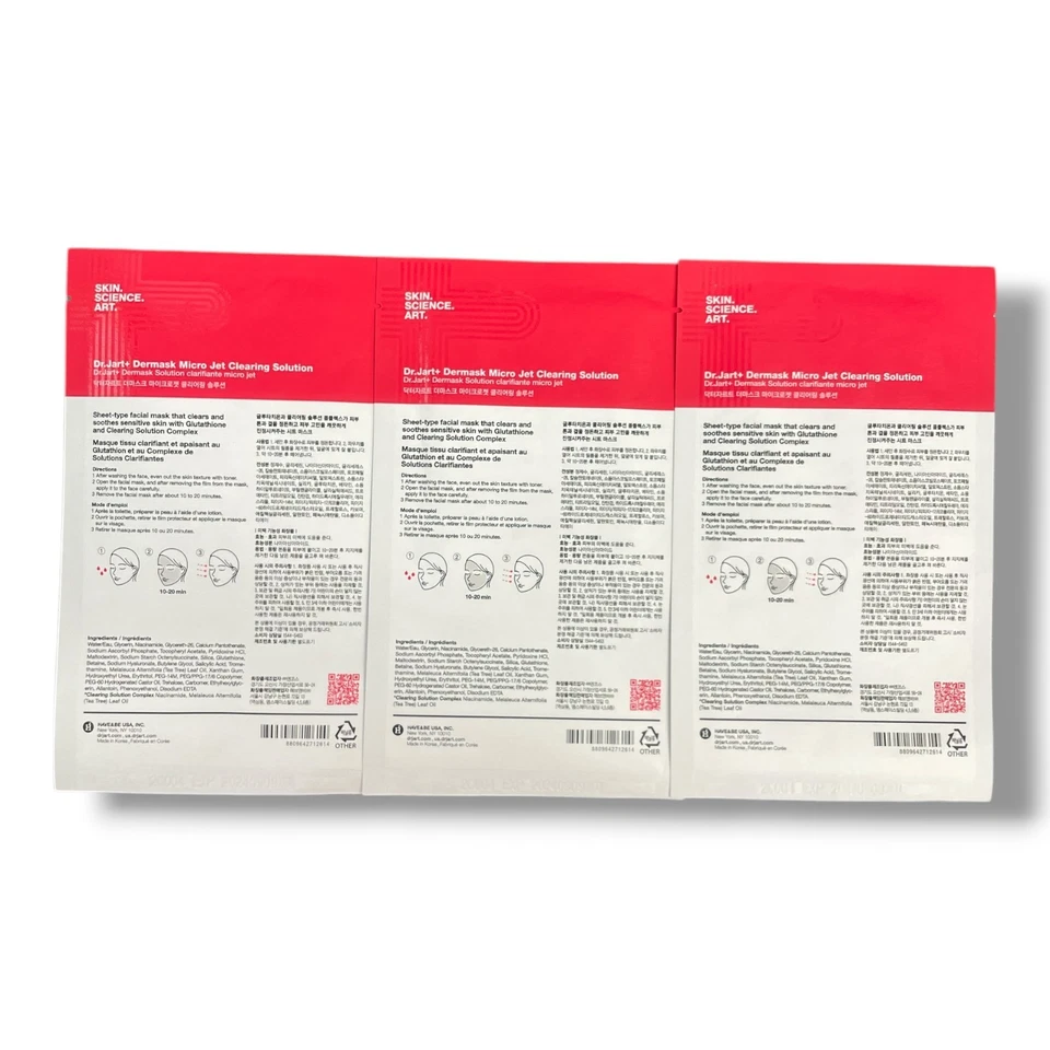 Máscara facial tipo folha Dr. Jart Clearing Solution máscara de uso único (LOTE DE 3) - Imagem 2 de 2