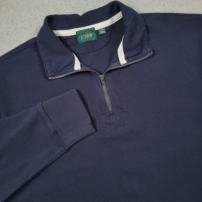 J Crew Oarsman 1/4 Zip Rugby Sweater Men Medium Navy Blue Pullover