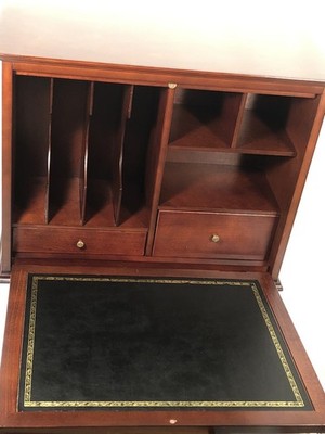 Vintage Bombay Table Top Desk Cherry Wood Display w Fold Out Writing Surface