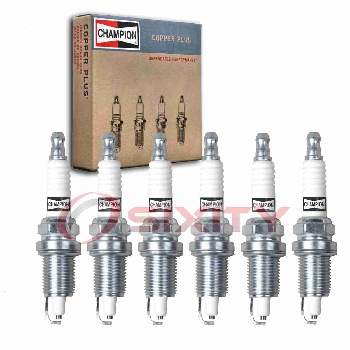 6 pc Champion Copper Plus Spark Plugs for 1999-2006 Jeep TJ 4.0L L6 Ignition av