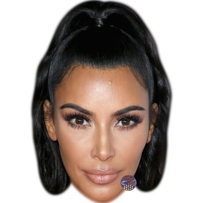 Kim Kardashian (schwarze Haare) Promi Maske, flaches Kartengesicht, Kostüm Maske