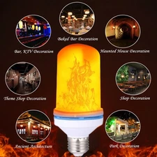 LED Flame Effect Light Bulb- 4Modes Simulated Nature Fire Flicker Lamp, E27 Bulb