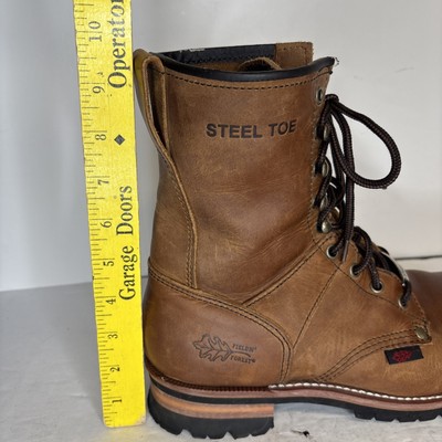Field N Forest 1162 Steel Toe Logger Work Brown Leather Mens Boots Size 9.5 EE Field N Forest 1162 Steel Toe Logger Work Brown Leather Mens  main image 4