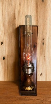 Vintage Electric Wall Scone Light Wood Glass Flute
