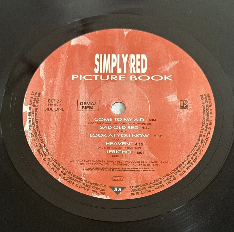 Simply Red Picture Book 12" Vinyl LP 1985 Elektra Records EKT 27 960 452-1 EX - Image 4 of 4