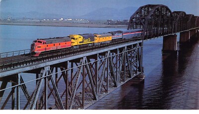 Locomotive SP E9 6051 over Suisun Bay on Benicia-Martinez Bridge Vtg Mag Excerpt