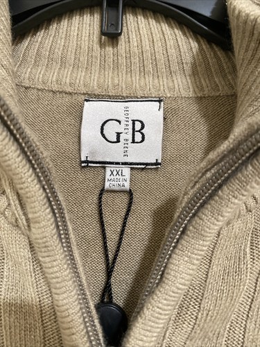 NWOT Geoffrey Beene Pullover Knit Tan Ribbed Sweater Men's 2XL Long Sleeve - Picture 2 of 5