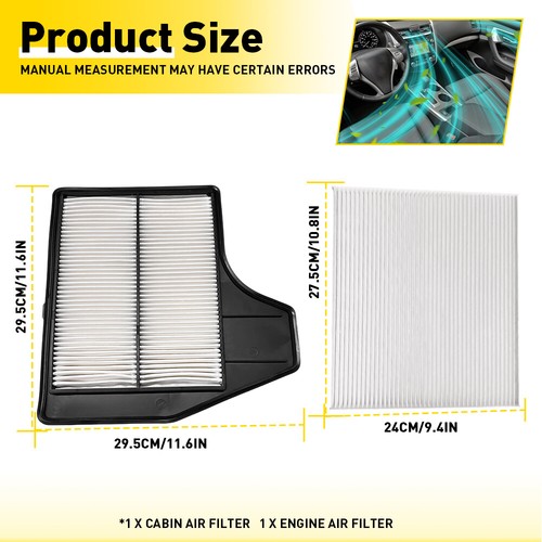 2013-2018 Combo Set Engine Air & Cabin Air Filter fits Nissan Altima 2.5L H - Picture 2 of 11