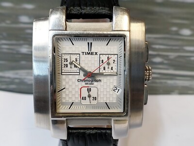 TIMEX CHRONOGRAPH QUARTZ SILVER DIAL JH04-A-ST MEN'S FULL WORKING WATCH